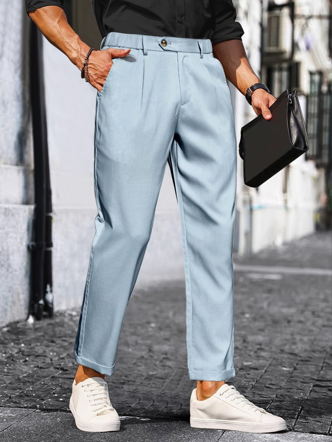 Levoire | Pantalons Slim Fit Stretch Pour Hommes Unis Avec Poches Bleu ciel