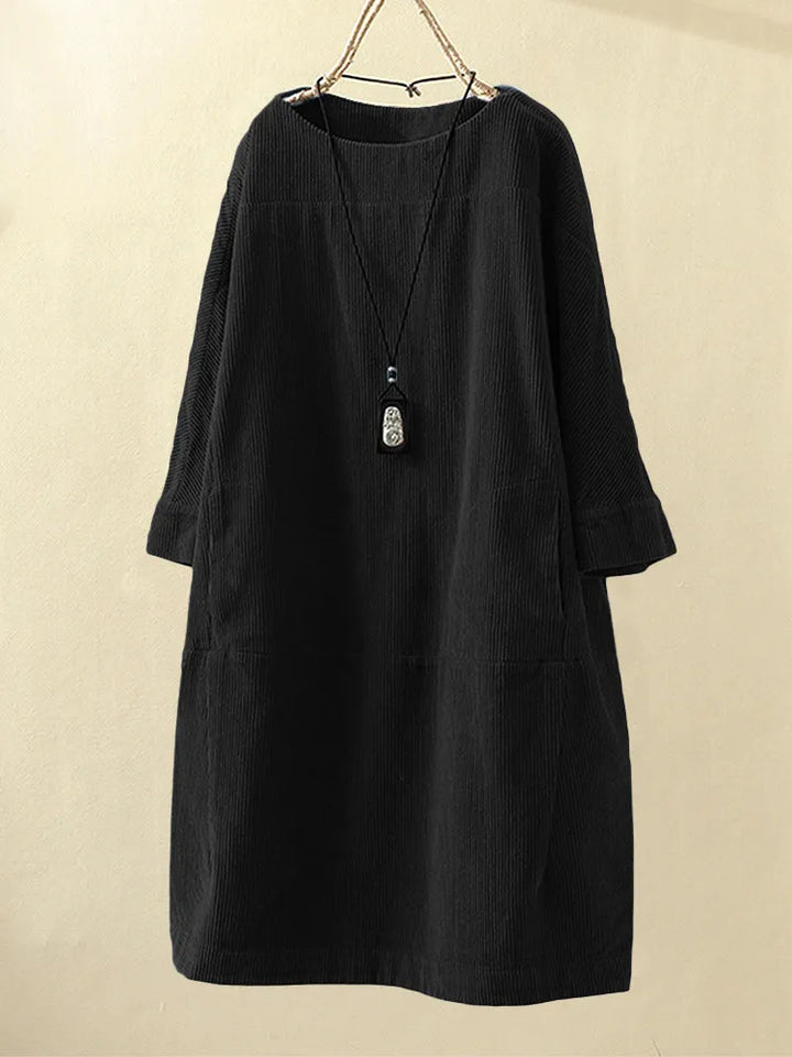 Levoire | Robe En Velours Côtele Avec Manches Longues Et Coupe Decontractee Noir