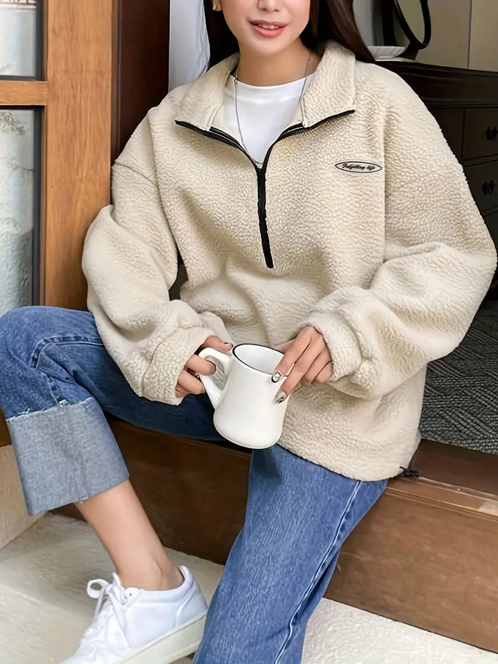 Levoire | Pull En Peluche Avec Zip Abricot