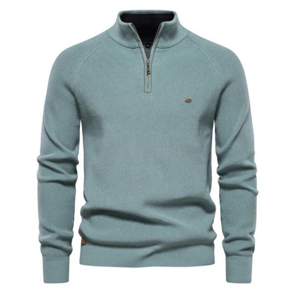 Levoire | Pull Élégant Pour Homme Avec Col Zippé Seeblau