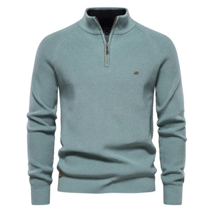 Levoire | Pull Élégant Pour Homme Avec Col Zippé Seeblau