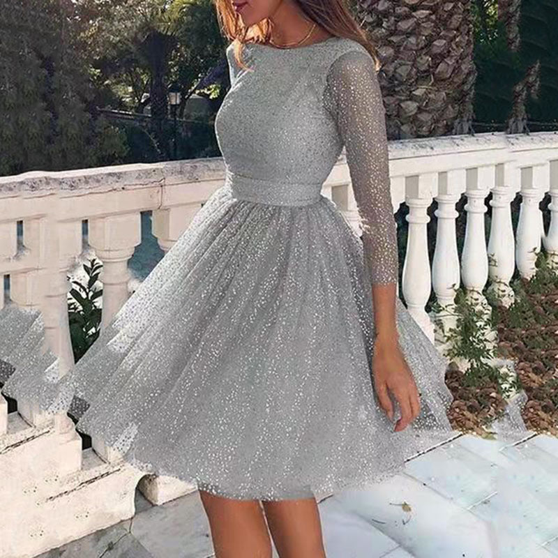 Levoire | Taille élégante Plus-taille Vêtements pour femmes Robe Gris