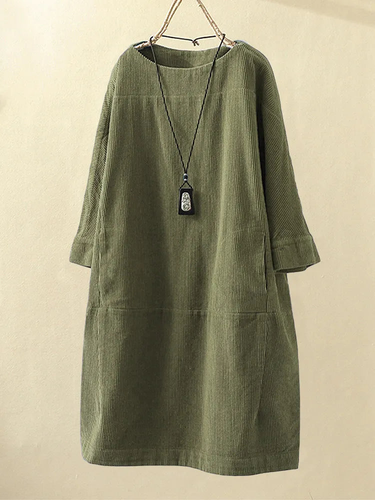 Levoire | Robe en velours côtelé Vert herbe