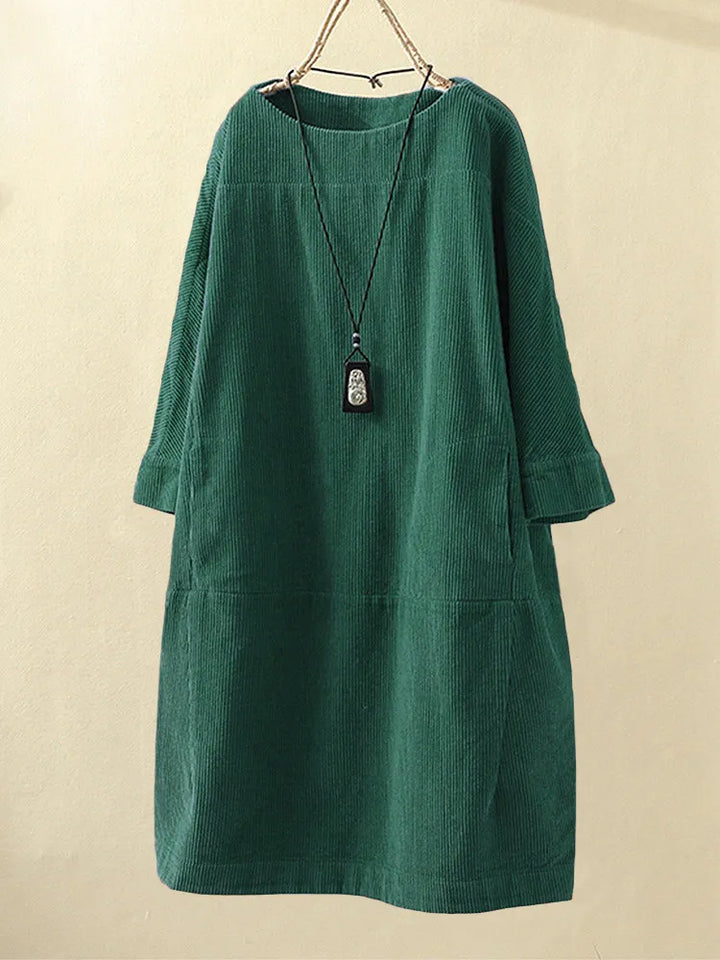 Levoire | Robe En Velours Côtele Avec Manches Longues Et Coupe Decontractee Vert
