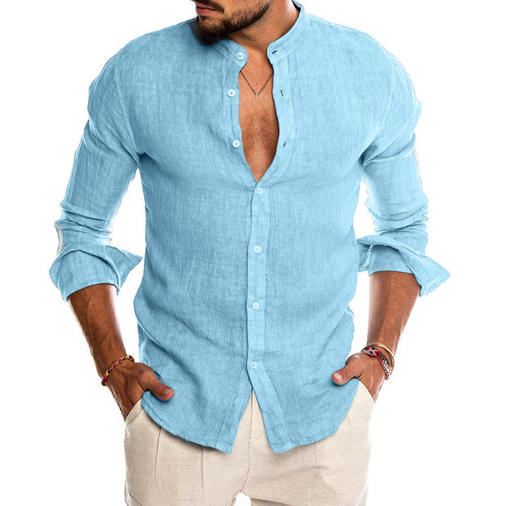 Levoire | Chemise Pour Homme Élégante Avec Col Montant Bleu clair