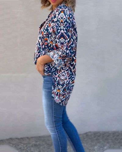 Levoire | Blouse Avec Un Décolleté En V Et Des Manches Longues Fleuries