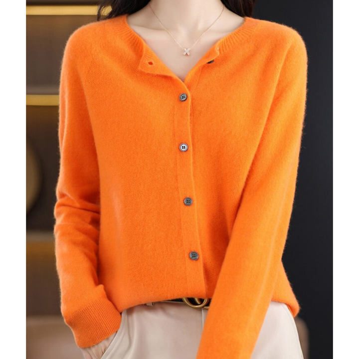 Levoire | Cardigan Boutonné Pour Femme - Manches Longues Orange