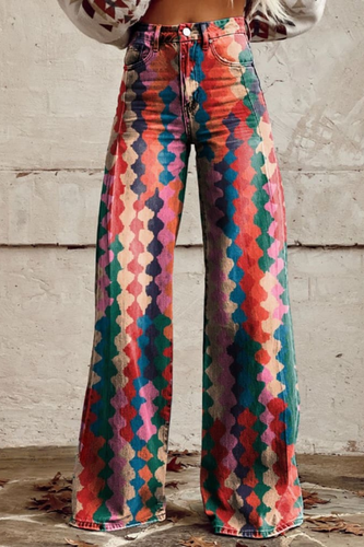 Levoire | Jean Haute Taille Rétro Avec Motifs Colorés