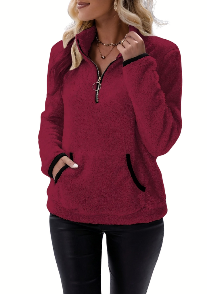 Levoire | Pull En Polaire Long À Manches Longues Chaud Avec Fermeture Éclair Mi-Hauteur Rot