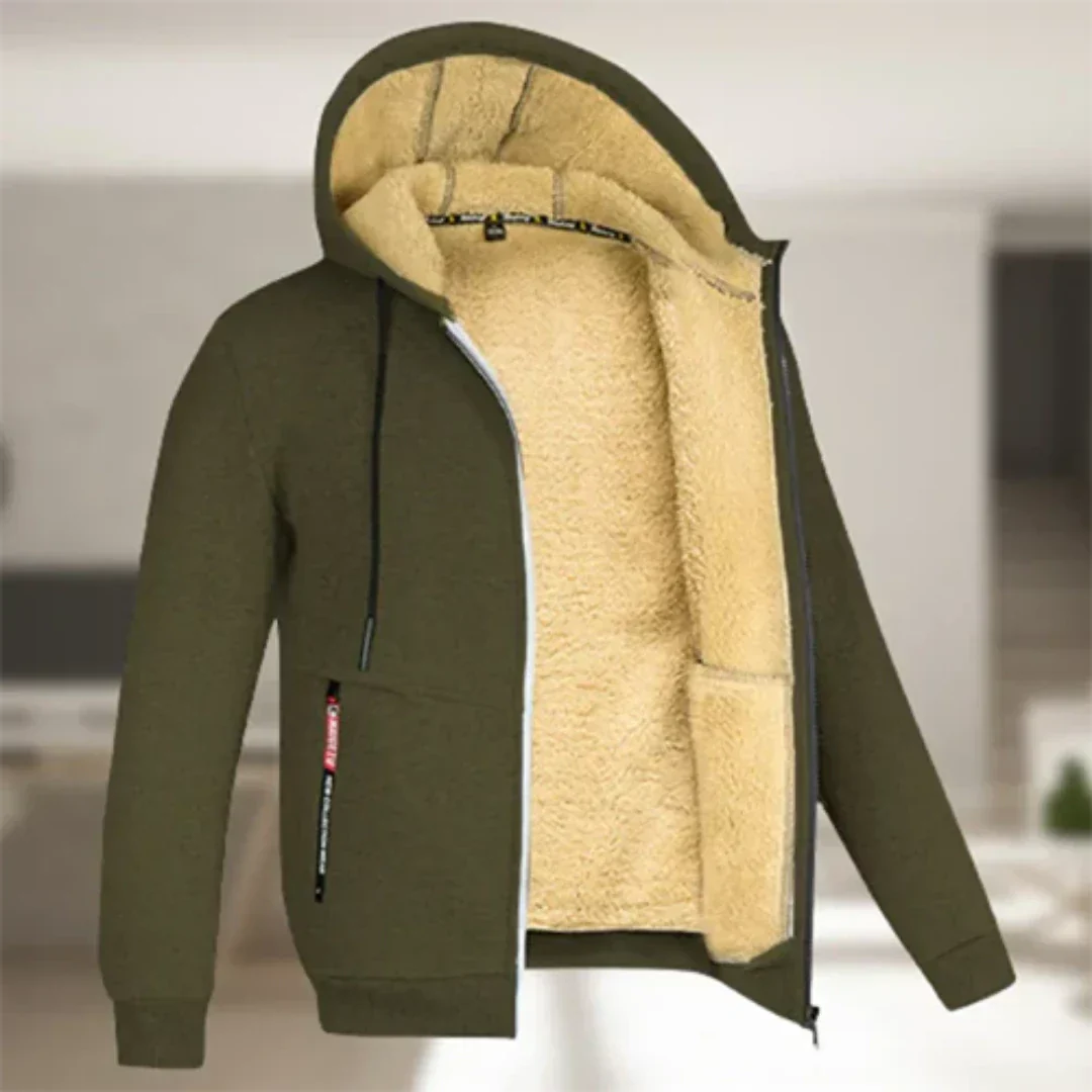 Levoire | Veste chaude avec fermeture éclair et capuche Vert