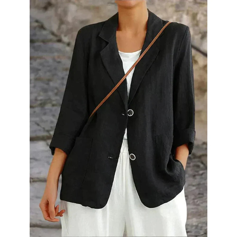 Levoire | Blazer En Lin Élégant Et Sophistiqué Noir