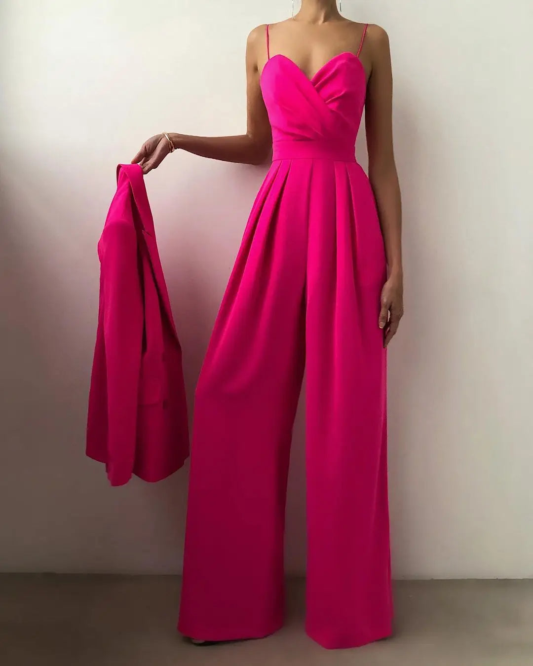 Levoire | Combinaison Sans Bretelles À Taille Haute Et Pantalons Larges Pour Femmes Rosé