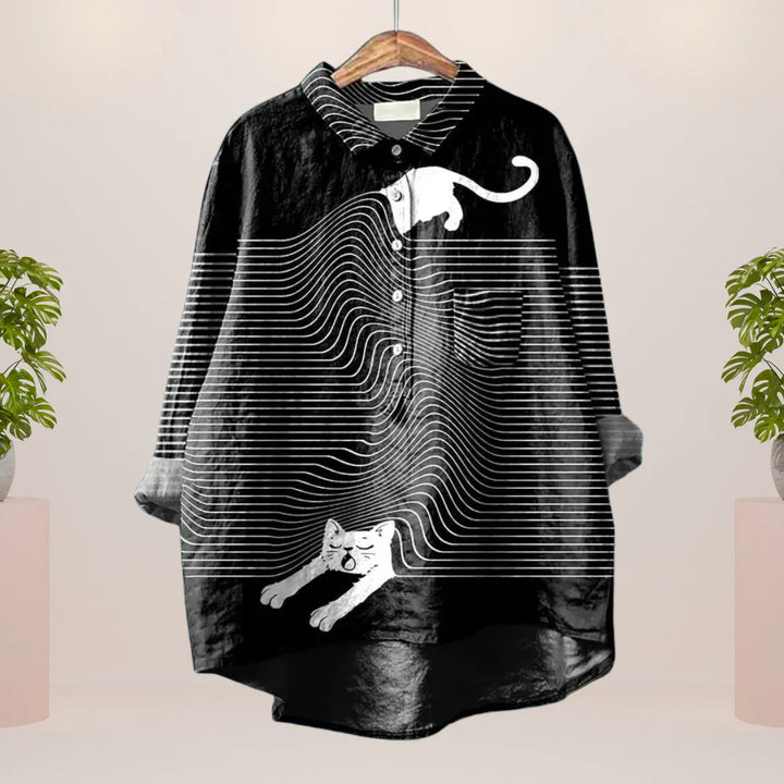 Levoire | T-Shirt Play Avec Impression Artistique Chat Noir