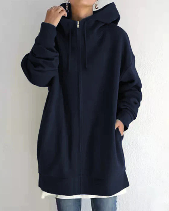 Levoire | Veste Tendance Pour Femmes Avec Fermeture Éclair Bleu foncé