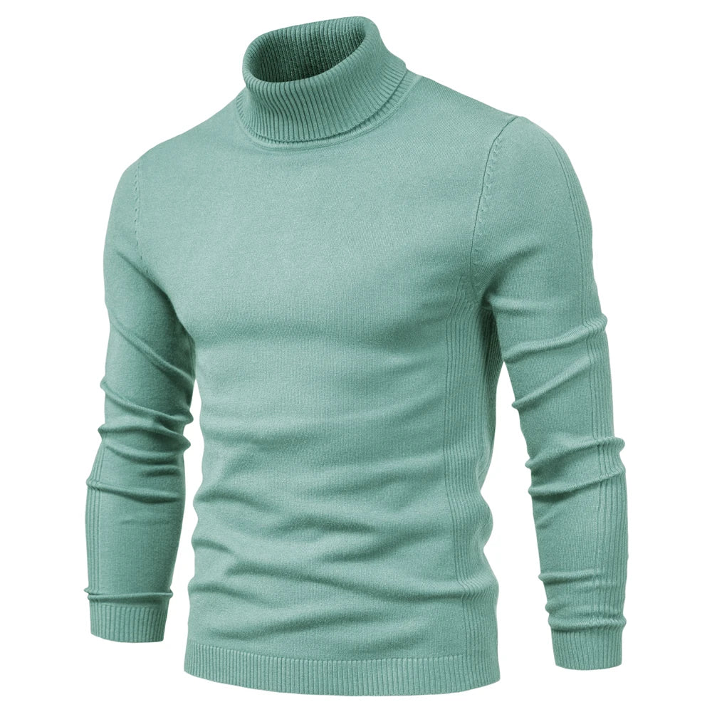 Levoire | Pull À Col Roulé Décontracté Pour Hommes Münzvert
