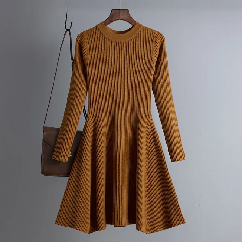 Levoire | Mekko Pitkät Hihat A-Linjainen Mini Mekko Imarteleva Tyyli Braun