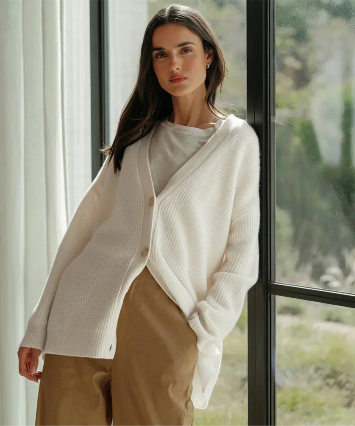 Levoire | En V Collant Cardigan FR Femmes Blanc