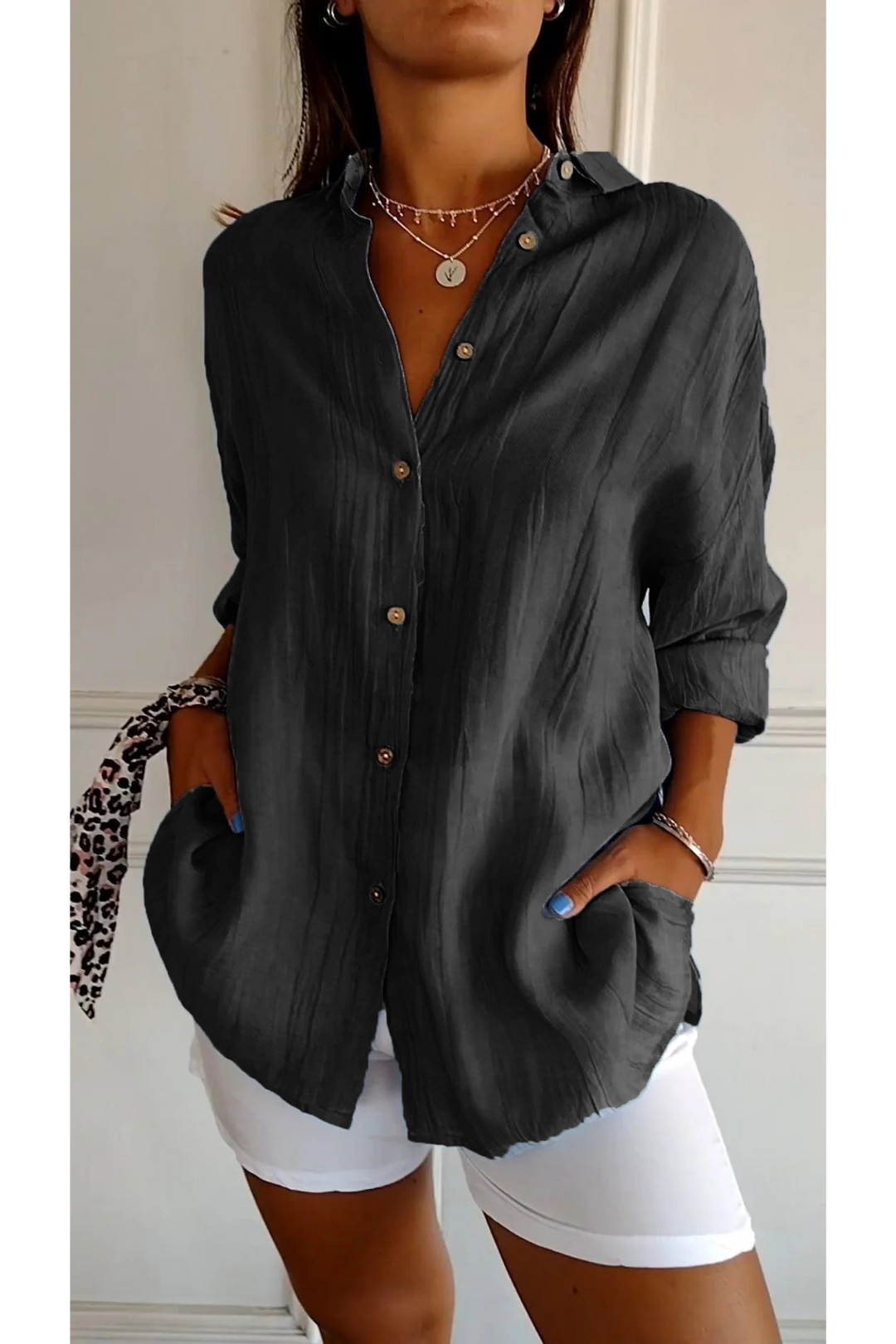 Levoire | Blouse Manches Courtes FR Femmes Long Noir