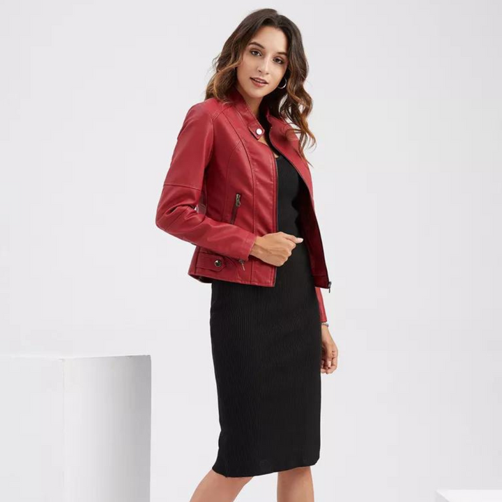 Levoie | Veste en cuir pour femmes avec col montant
