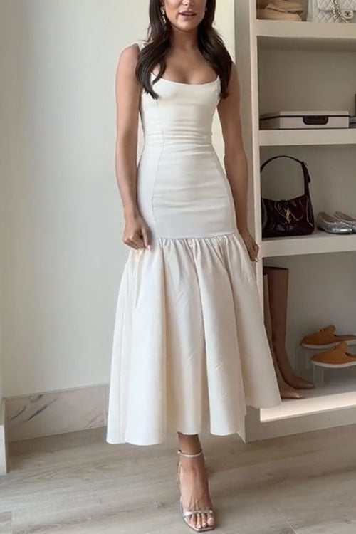 Levoire | Robe Midi Minimaliste Crème (Rupture de stock rapide)