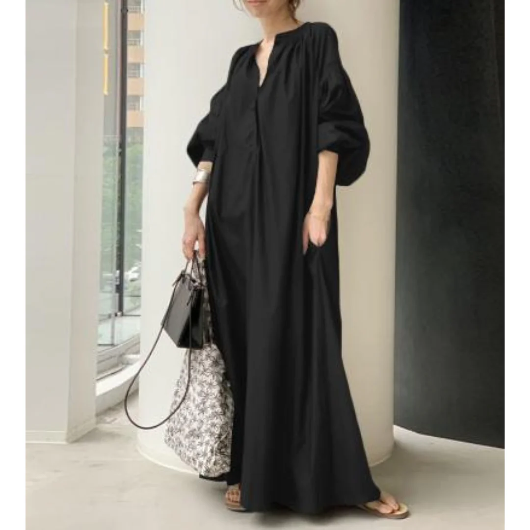 Levoire | Robe Maxi à Manches Longues Pour Femmes Noir