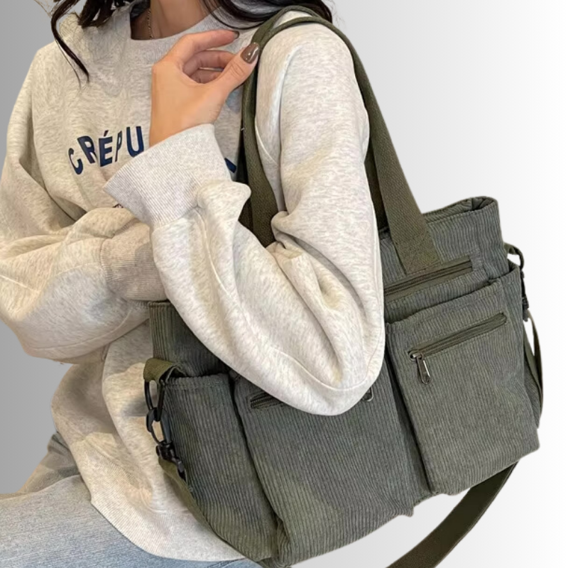 Levoire | Sac À Bandoulière En Corduroy Avec Plusieurs Poches Pour Femmes