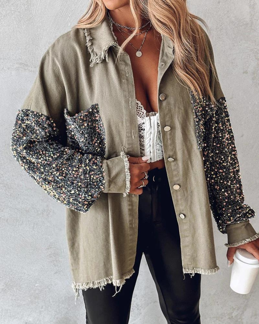 Levoire | Veste Avec Détail Pailleté Khaki