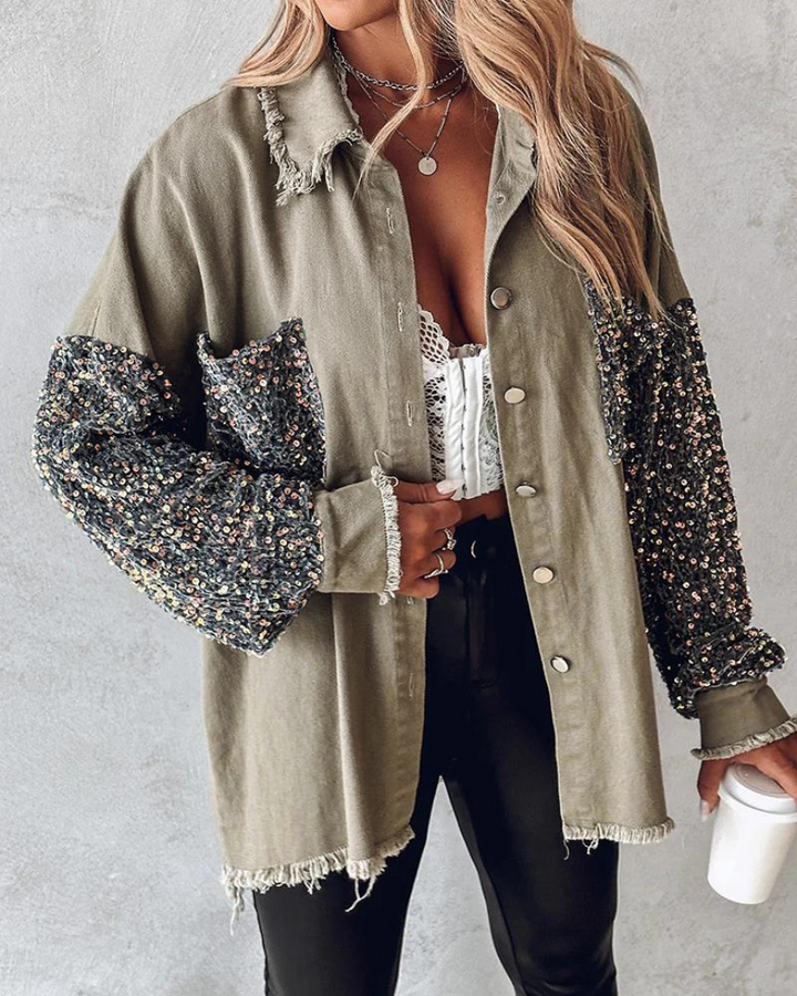 Levoire | Veste Avec Détail Pailleté Khaki