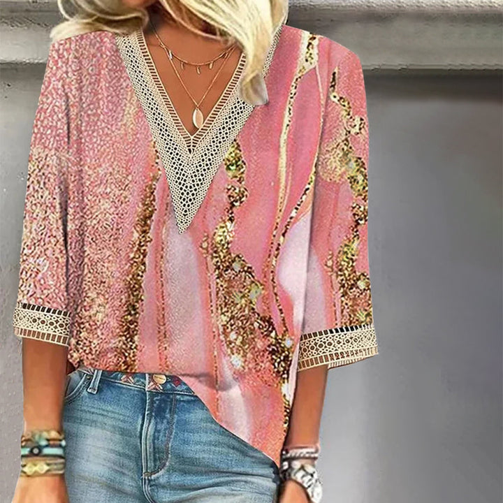 Levoire | Blouse En Dentelle Avec Décolleté En V Rose