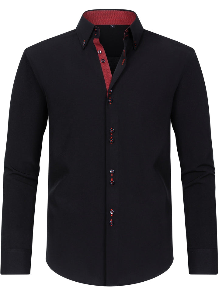 Levoire | Chemise Pour Homme Unie Avec Col Retourné Pour Des Apparitions Élégantes Noir