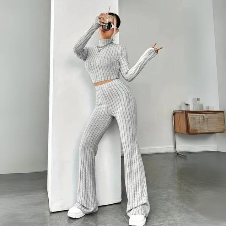 Levoire | Ensemble En Tricot En Deux Pièces De Luxe Pour Femmes Gris