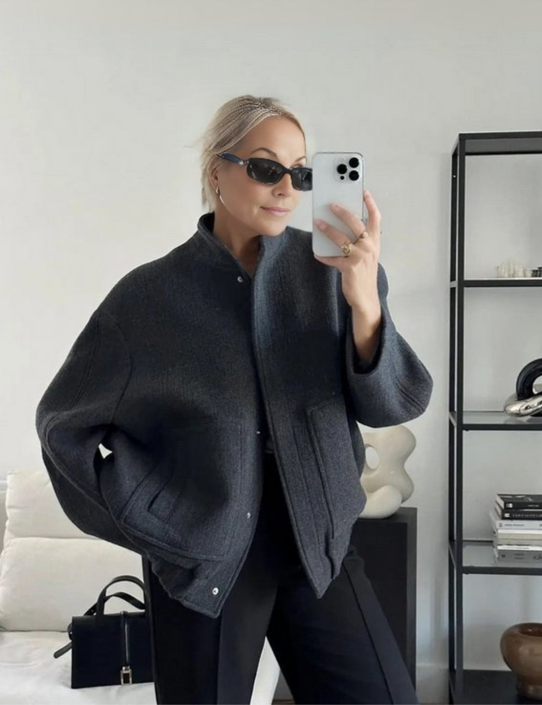 Levoire | Veste En Tweed Moderne Grande Taille Pour Femmes Gris foncé