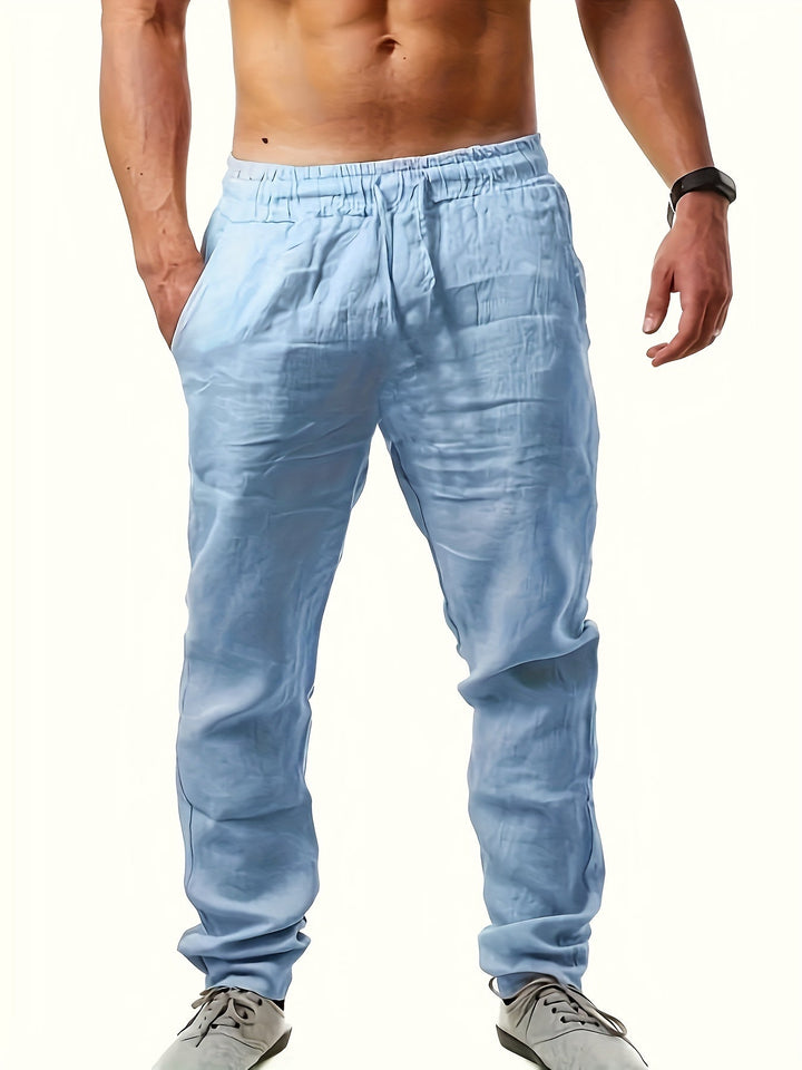 Levoire | 100% Coton Pantalons Détendus À Cordon Bleu clair