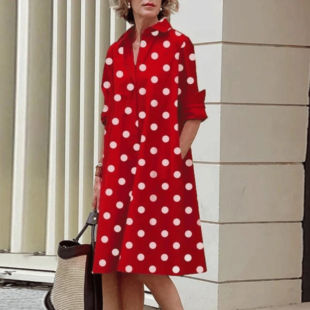 Levoire | Robe Longue Fluide Élégante Points rouges