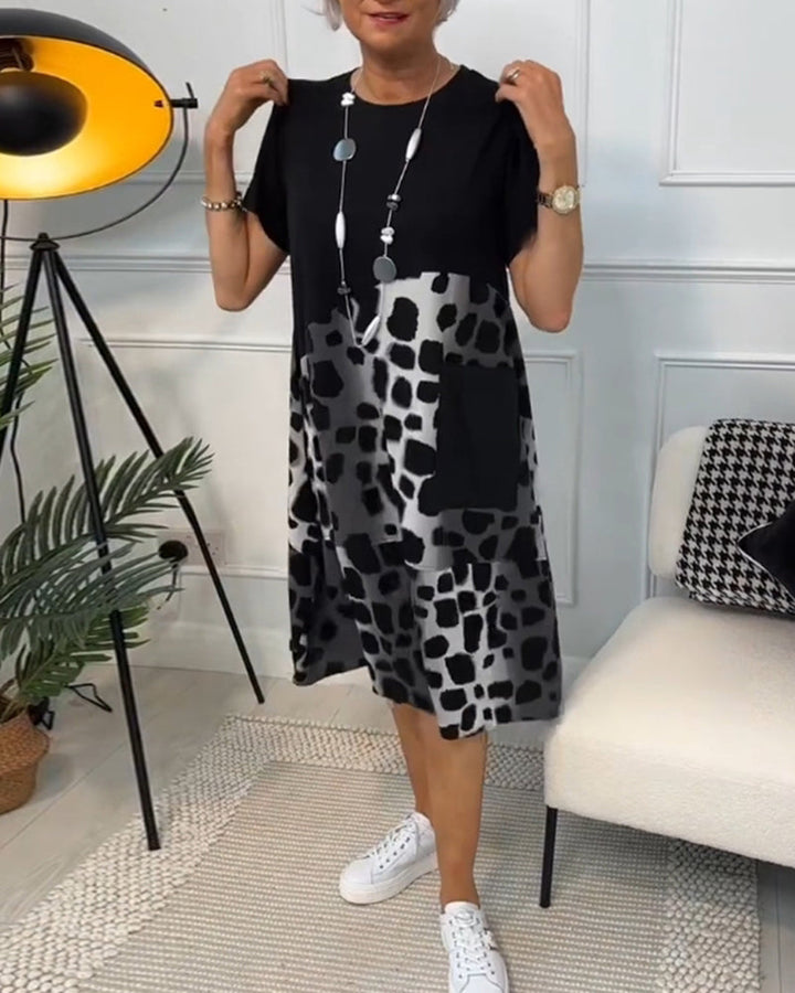 Levoire | Robe À Manches Courtes Avec Col Rond Noir
