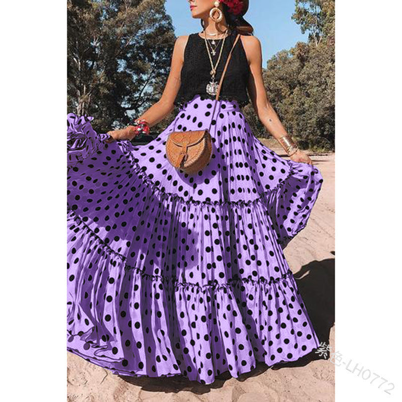 Levoire | Tendance Sexy Décontractée Plissée Jupe Longue Violet