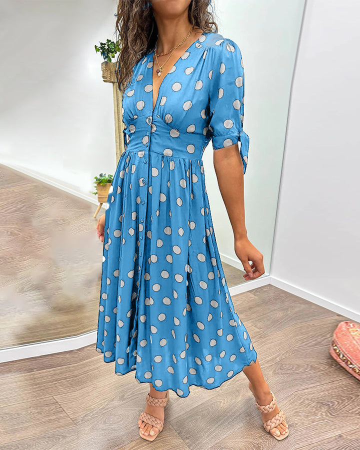 Levoire | Robe avec décolleté en V et pois