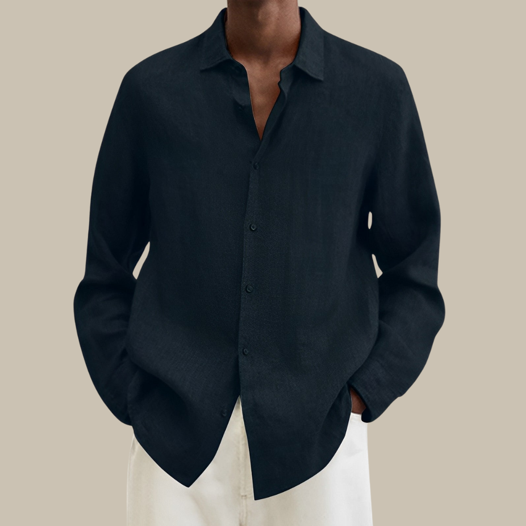 Levoire | Chemise En Lin Élégante À Manches Longues noir