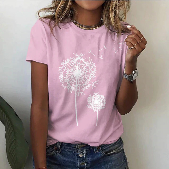 Levoire | T-Shirt à manches courtes imprimé décontracté Rose