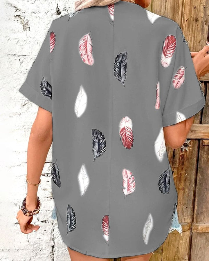 Levoire | Blouse Avec Plumes Et Manches Courtes