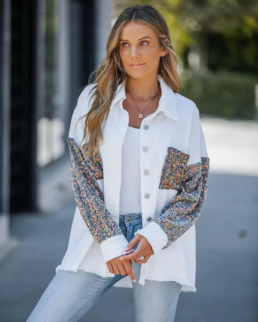 Levoire | Veste Avec Détail Pailleté Blanc