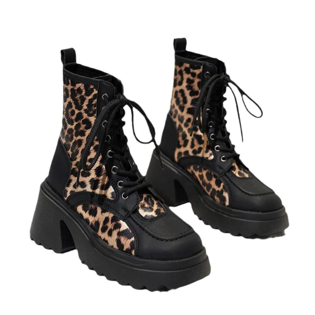 Levoire | Bottes à semelle épaisse et motifs léopard