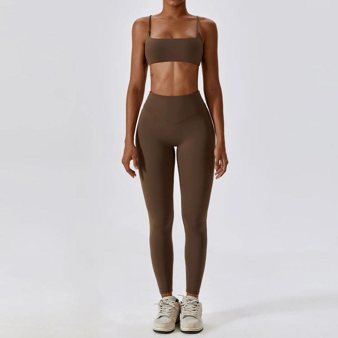 Levoire | Leggings et Top avec Tissu Respirant et Design Moderne pour Femmes Marron 1