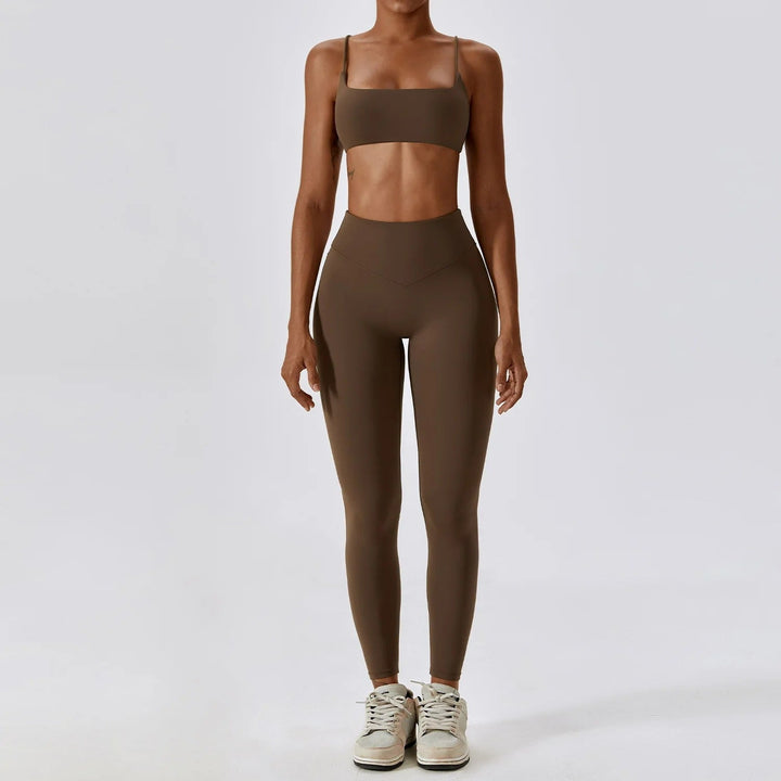 Levoire | Leggings et Top avec Tissu Respirant et Design Moderne pour Femmes Marron 1