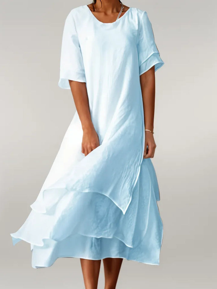 Levoire | Robe Longue Élégante En Coton Bleu
