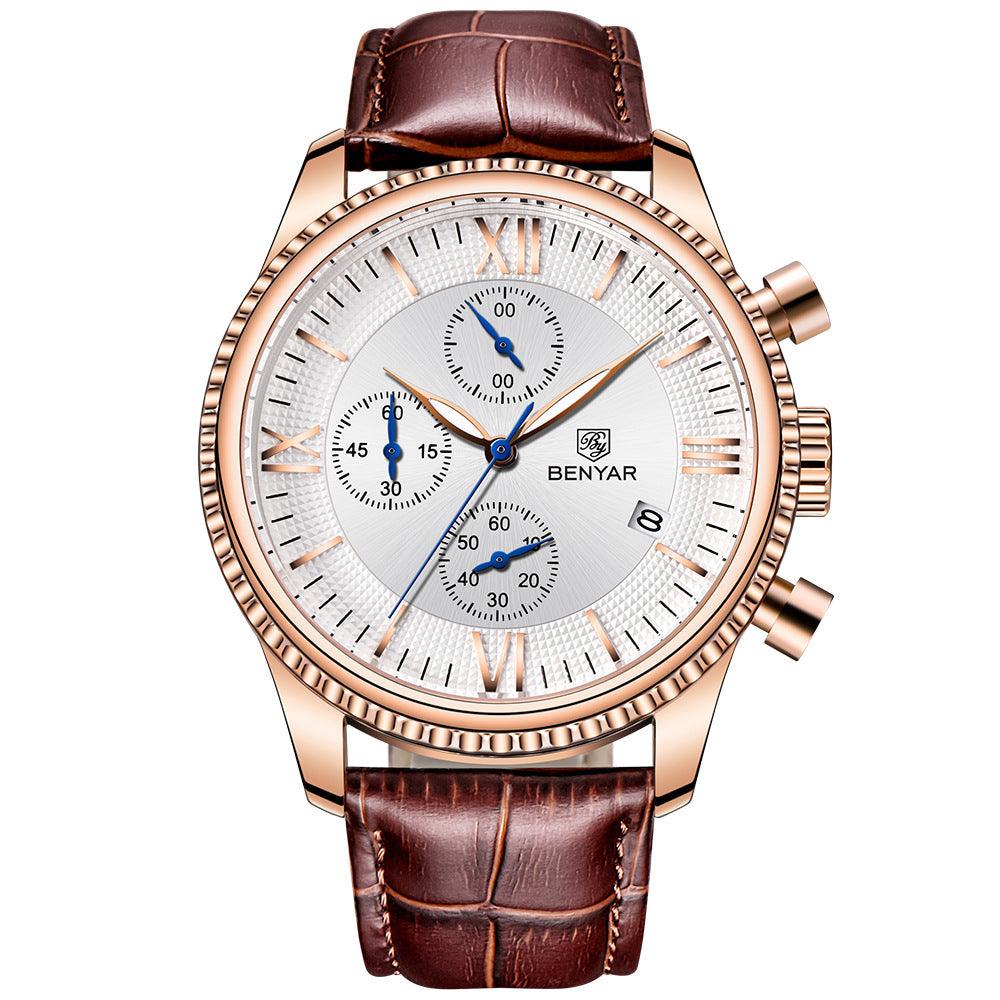 Levoire | Montre En Cuir Classique Pour Élégance Intemporelle Rose Or Blanc Marron