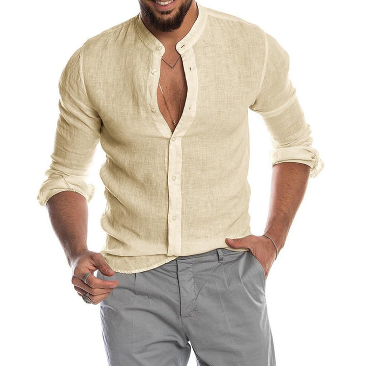 Levoire | Chemise Pour Homme Élégante Avec Col Montant Khaki