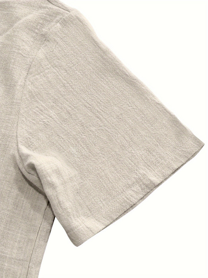 Levoire | T-Shirt Uni Hommes Col Henley Profond