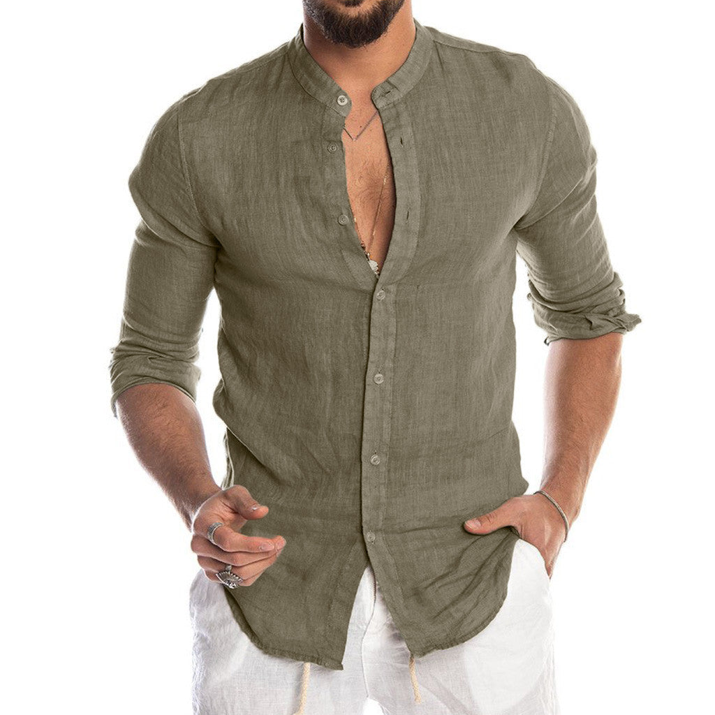 Levoire | Chemise Pour Homme Élégante Avec Col Montant Vert