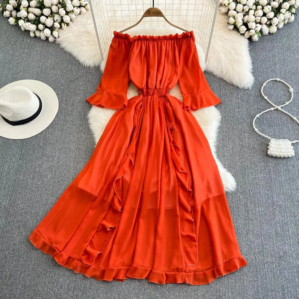 Levoire | Robe en chiffon kootut Orange Rouge Taille moyenne